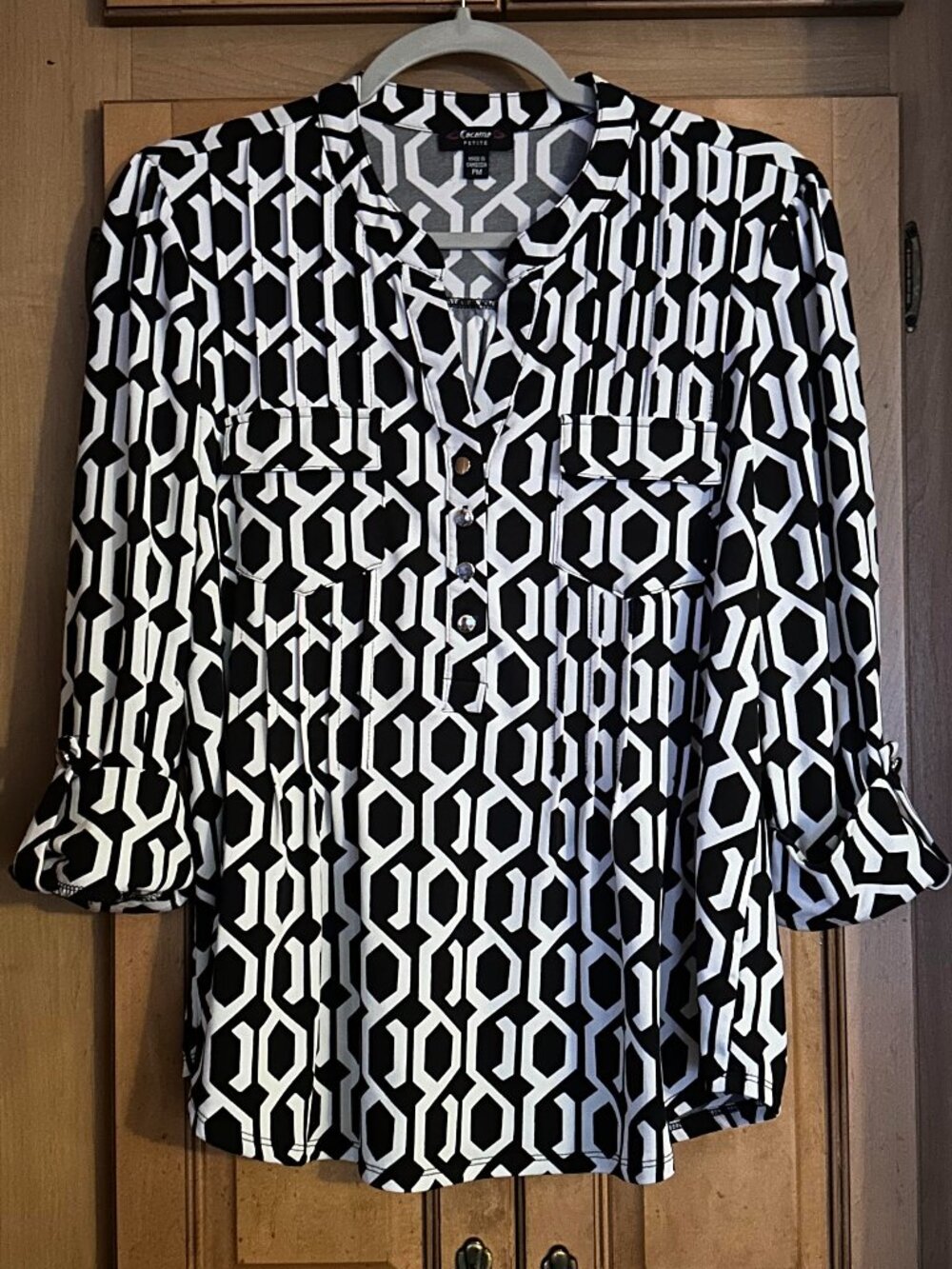 Petite Cocomo Pleated Abstract Top PM